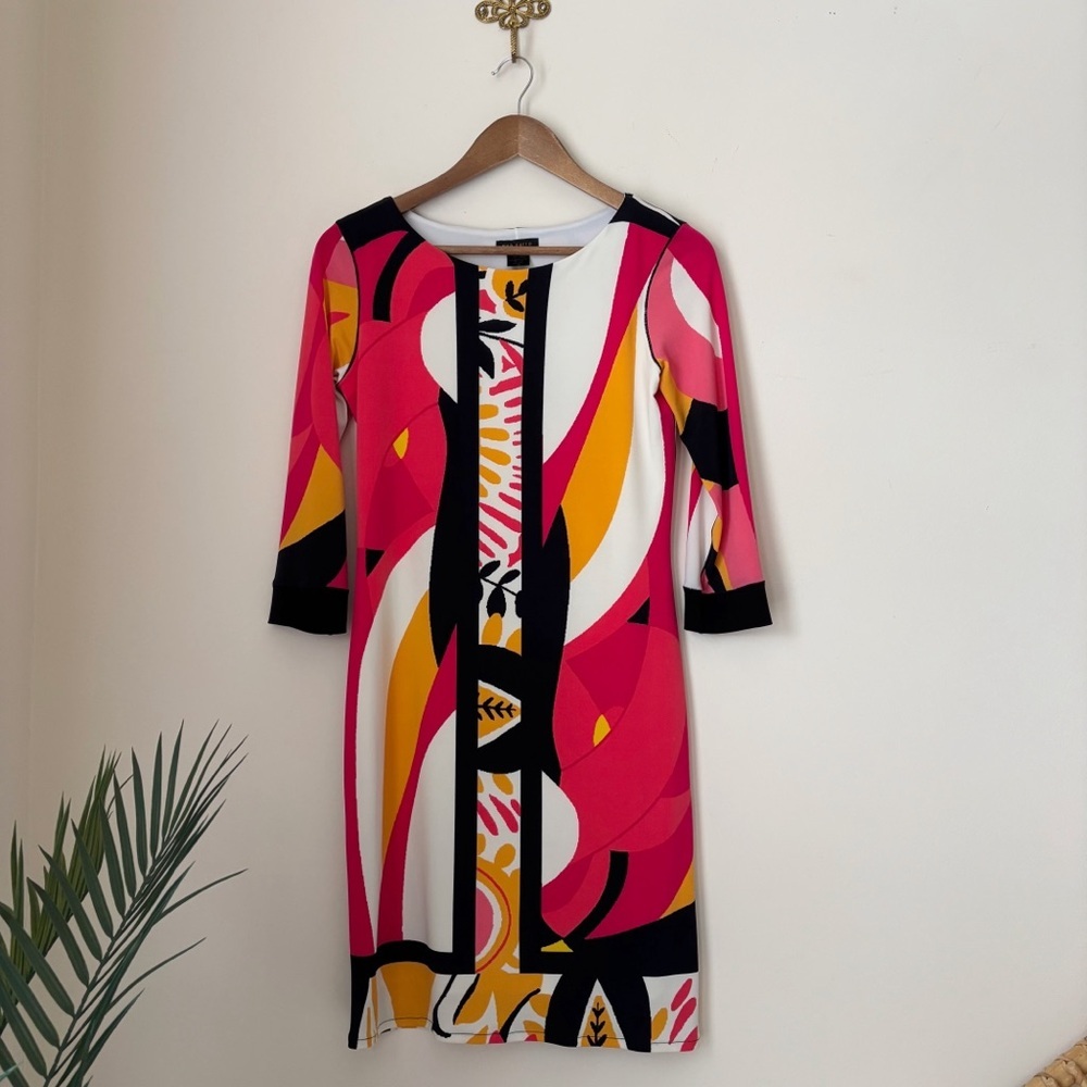 Eva Varro Vibrant Mixed Print Shift Dress Small Mobwife